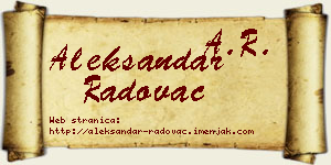 Aleksandar Radovac vizit kartica